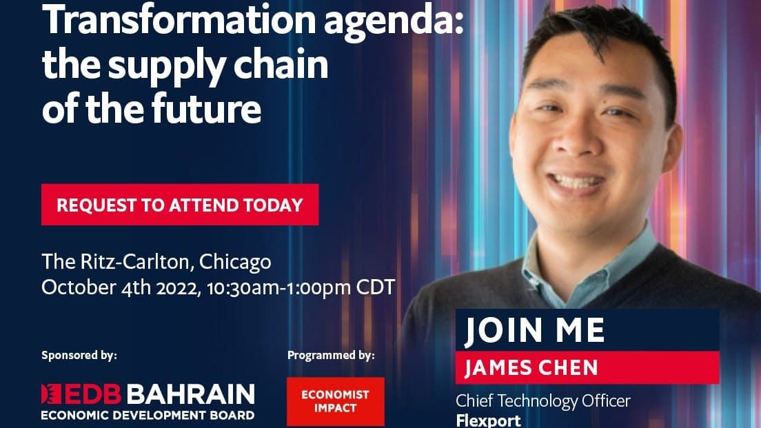 James Chen on the Economist Impact speaker card for The supply chain of the future, October 2022.