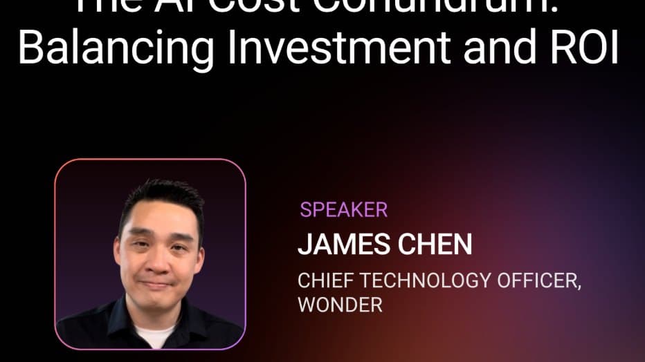James Chen on the VentureBeat speaker card for The AI Cost Conundrum, October 21, 2025.